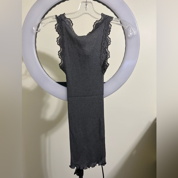 NWT Rosemunde Babette Silk Tank S Dark Grey Lace Trim - Picture 11 of 13